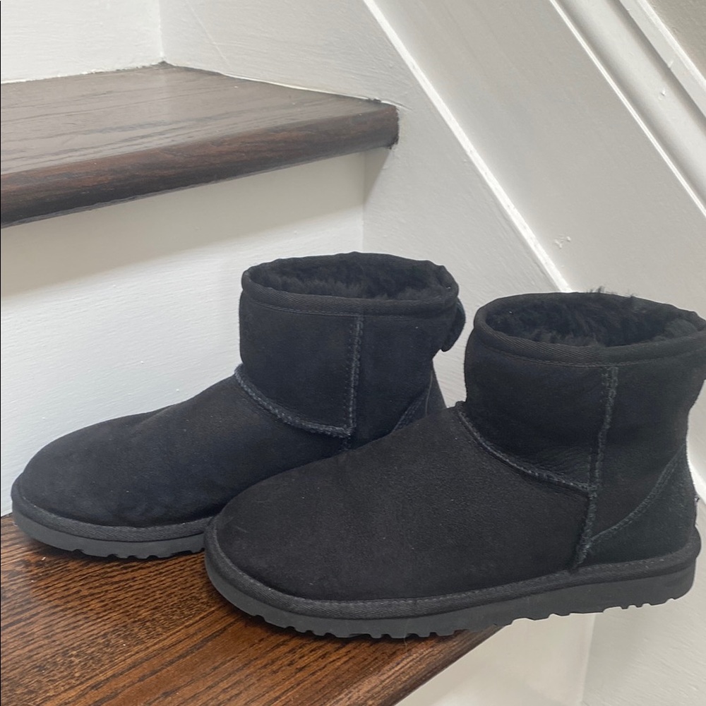 UGG Black Ankle Boots with Plush Lining